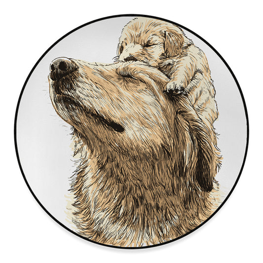 Labrador Retriever And Puppy Print Round Floor Mat