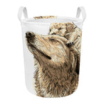 Labrador Retriever And Puppy Print Round Laundry Basket