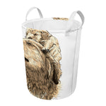 Labrador Retriever And Puppy Print Round Laundry Basket