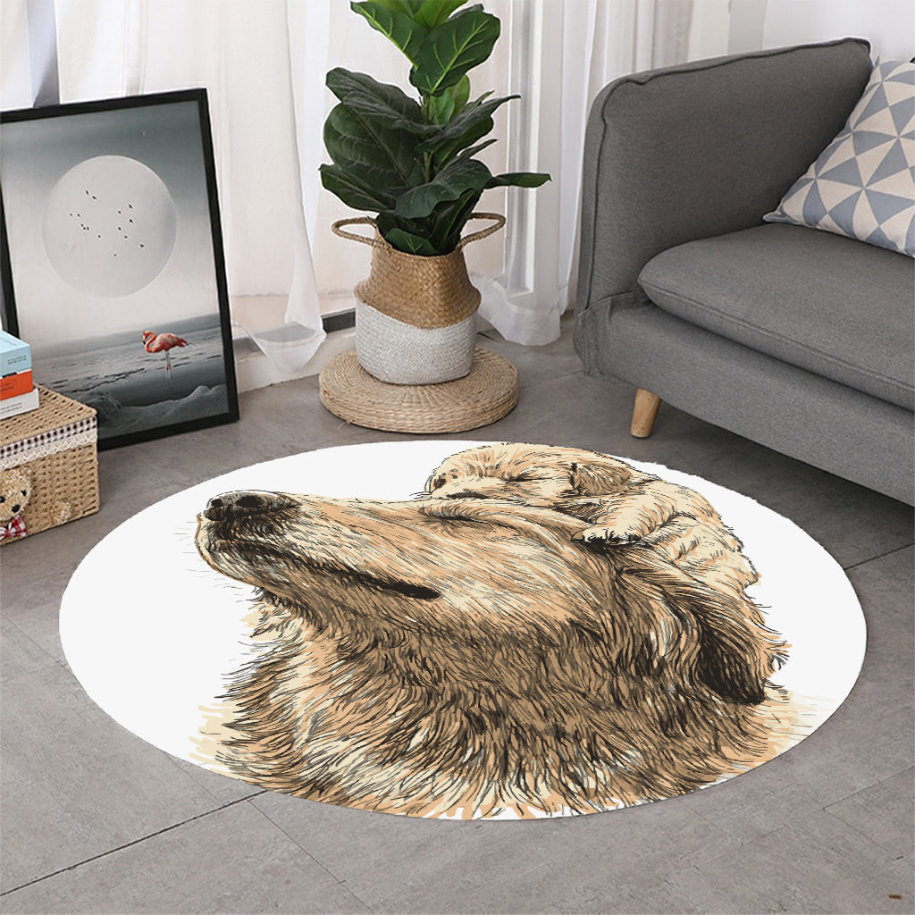Labrador Retriever And Puppy Print Round Rug