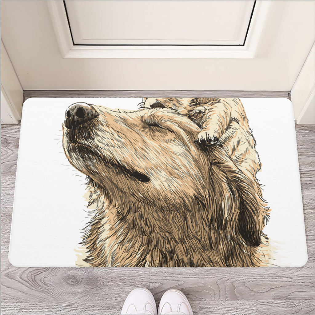 Labrador Retriever And Puppy Print Rubber Doormat