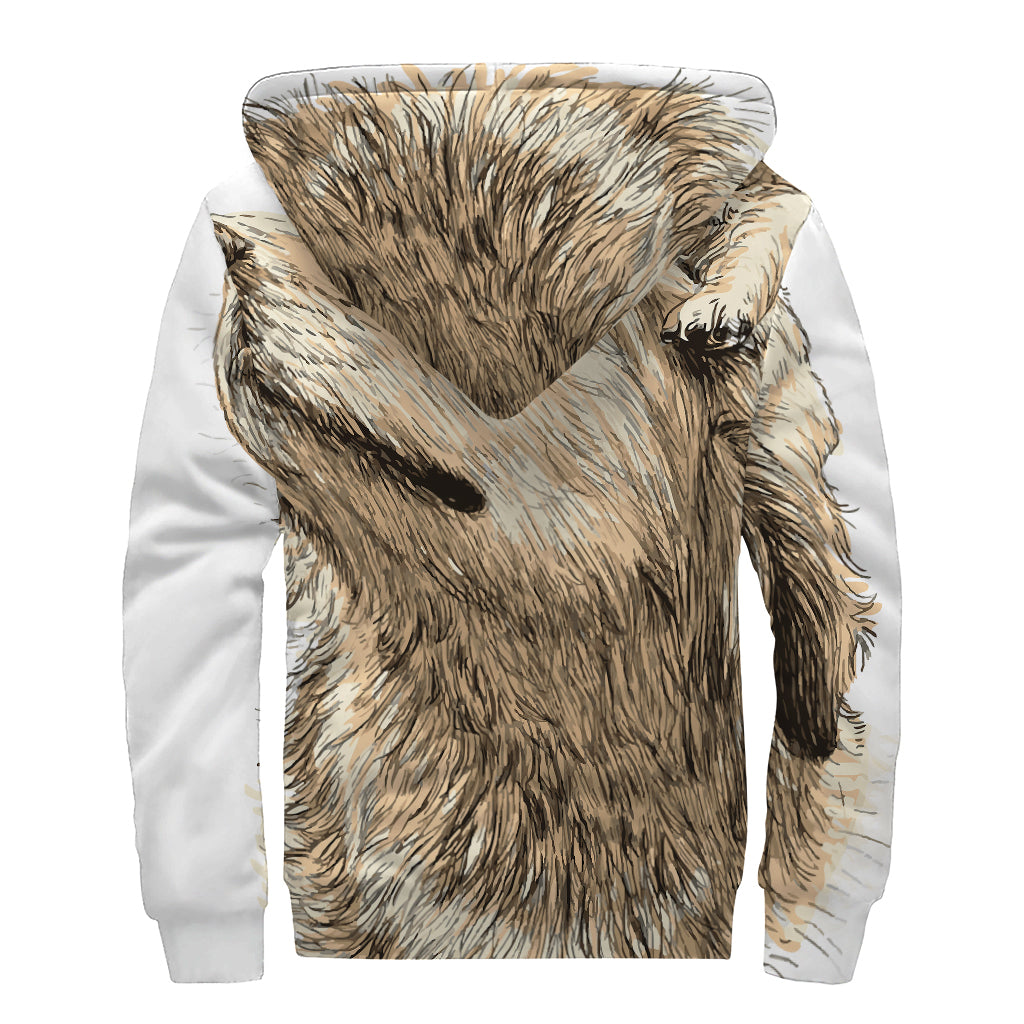 Labrador Retriever And Puppy Print Sherpa Lined Zip Up Hoodie