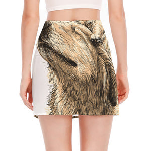 Labrador Retriever And Puppy Print Side Slit Mini Skirt