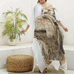 Labrador Retriever And Puppy Print Silk V-Neck Kaftan Dress