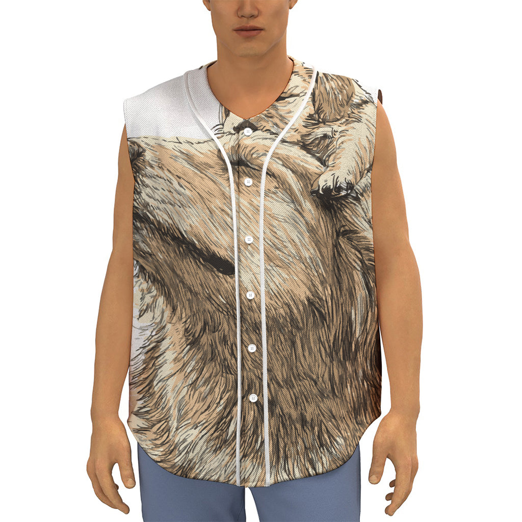 Labrador Retriever And Puppy Print Sleeveless Baseball Jersey