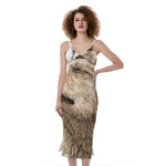 Labrador Retriever And Puppy Print Slim Fit Midi Cami Dress