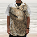 Labrador Retriever And Puppy Print Textured Short Sleeve Shirt
