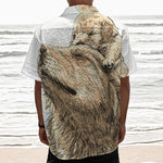 Labrador Retriever And Puppy Print Textured Short Sleeve Shirt