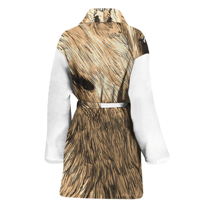 Labrador Retriever And Puppy Print Women's Bathrobe
