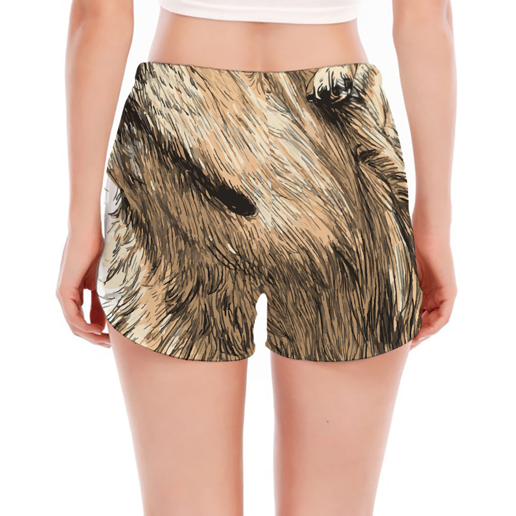 Labrador Retriever And Puppy Print Women's Split Running Shorts