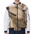 Labrador Retriever And Puppy Print Zip Sleeve Bomber Jacket