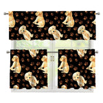 Labrador Retriever Puppy Pattern Print 3 Piece Kitchen Curtains