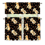 Labrador Retriever Puppy Pattern Print 3 Piece Kitchen Curtains
