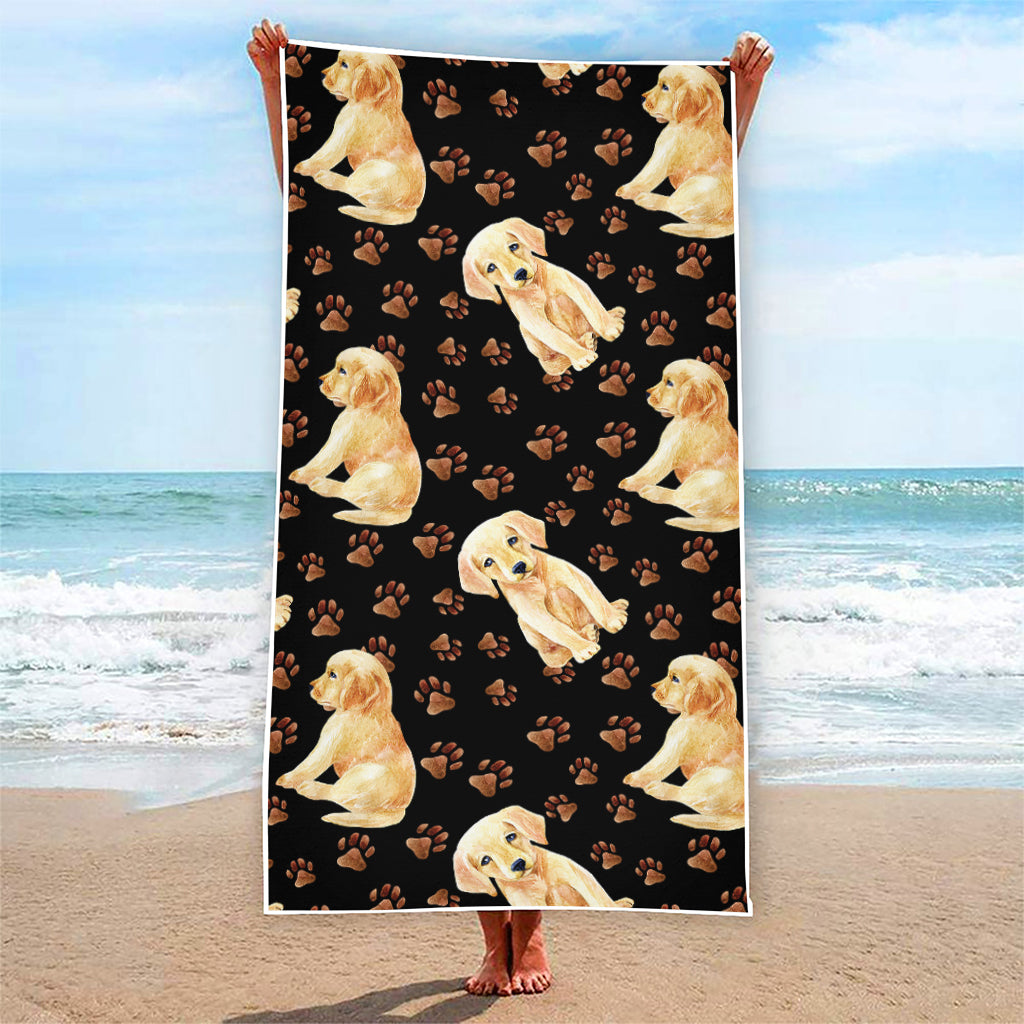 Labrador Retriever Puppy Pattern Print Beach Towel