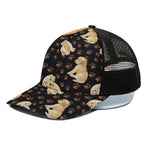 Labrador Retriever Puppy Pattern Print Black Mesh Trucker Cap