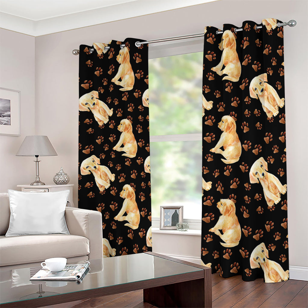 Labrador Retriever Puppy Pattern Print Blackout Grommet Curtains