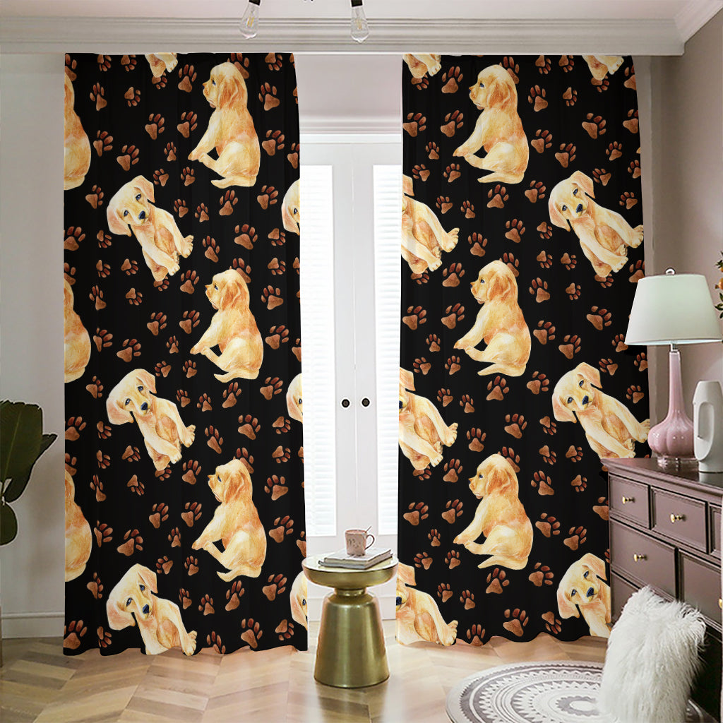 Labrador Retriever Puppy Pattern Print Blackout Pencil Pleat Curtains