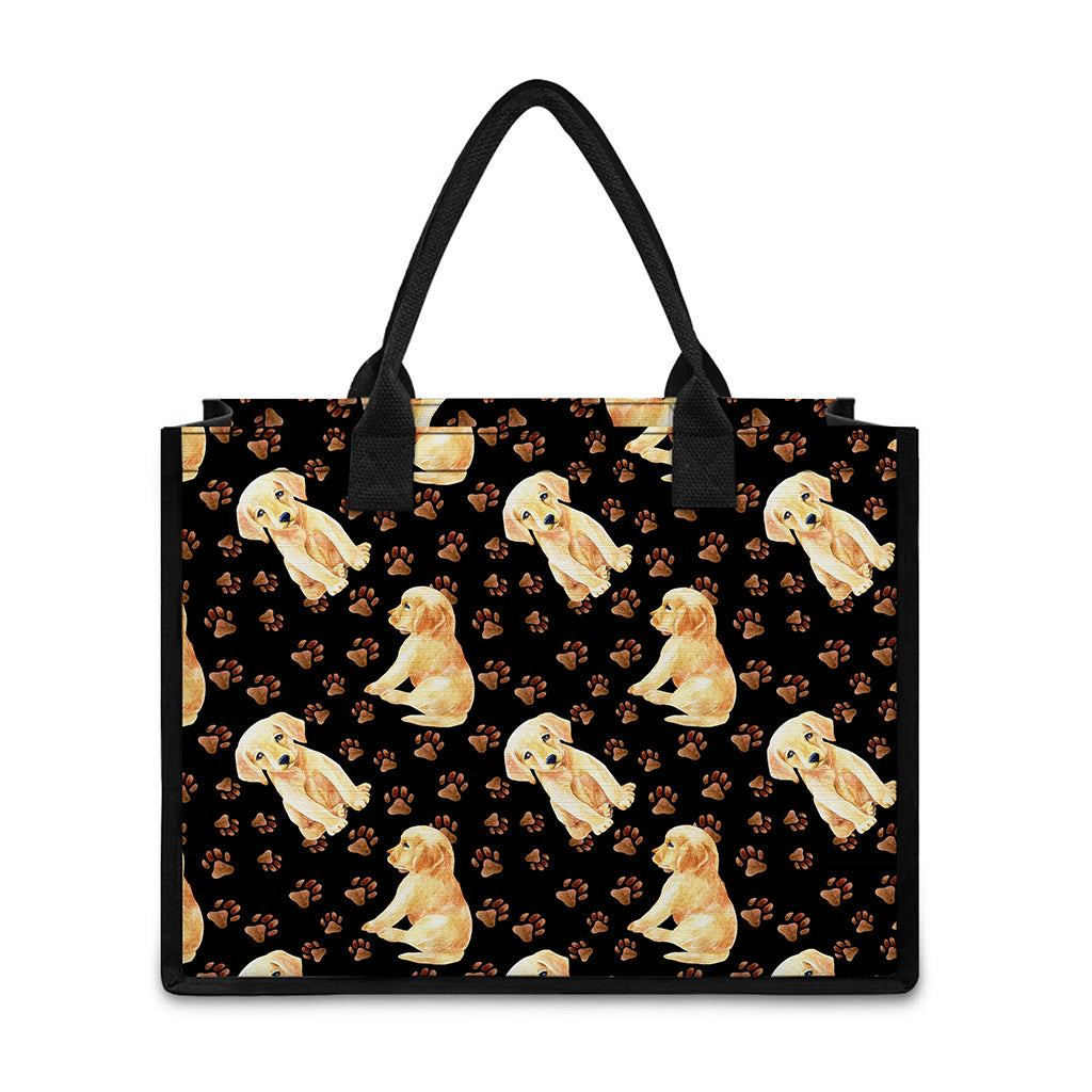 Labrador Retriever Puppy Pattern Print Canvas Tote Bag