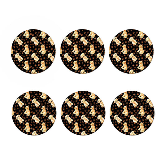 Labrador Retriever Puppy Pattern Print Coaster Set
