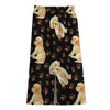 Labrador Retriever Puppy Pattern Print Cotton Front Slit Maxi Skirt