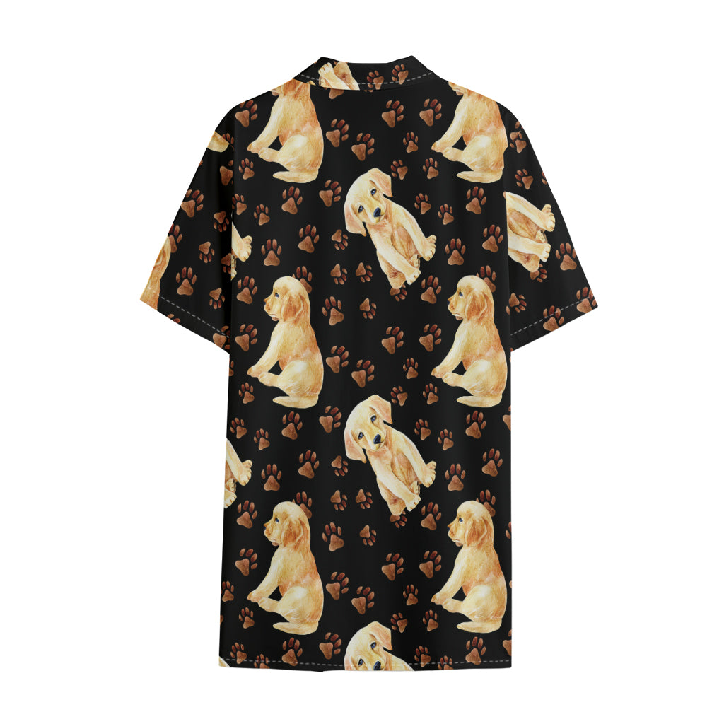 Labrador Retriever Puppy Pattern Print Cotton Hawaiian Shirt