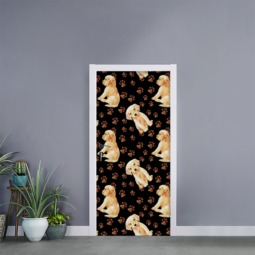 Labrador Retriever Puppy Pattern Print Door Sticker