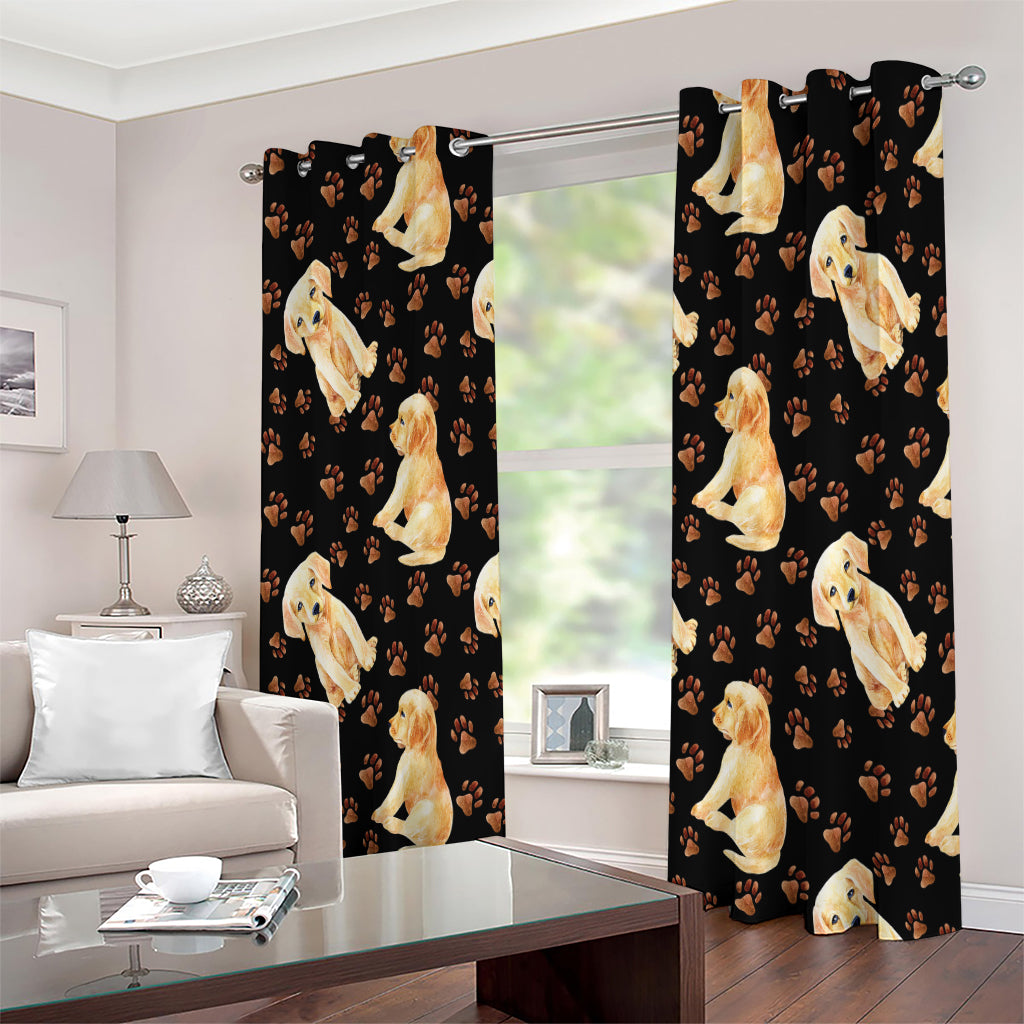 Labrador Retriever Puppy Pattern Print Extra Wide Grommet Curtains