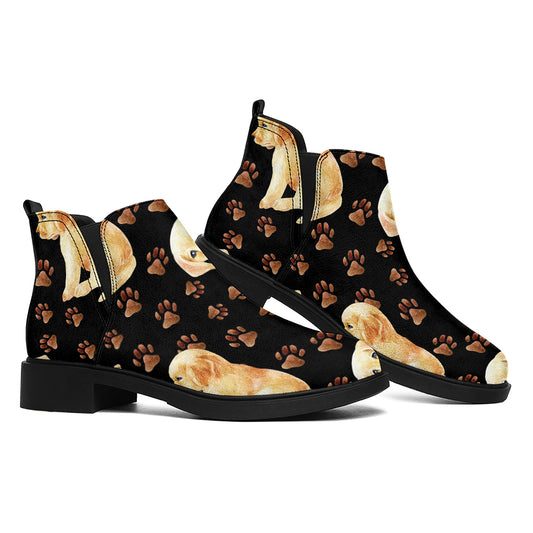 Labrador Retriever Puppy Pattern Print Flat Ankle Boots