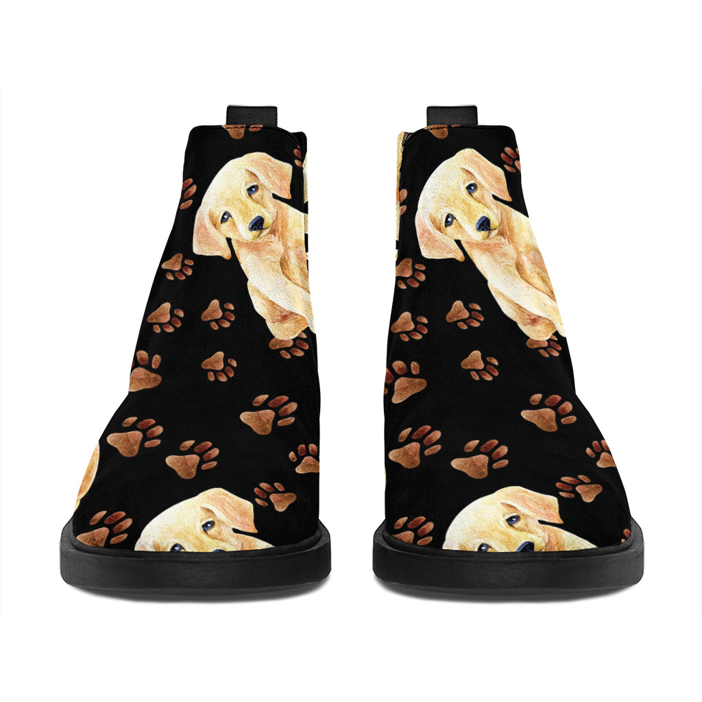 Labrador Retriever Puppy Pattern Print Flat Ankle Boots