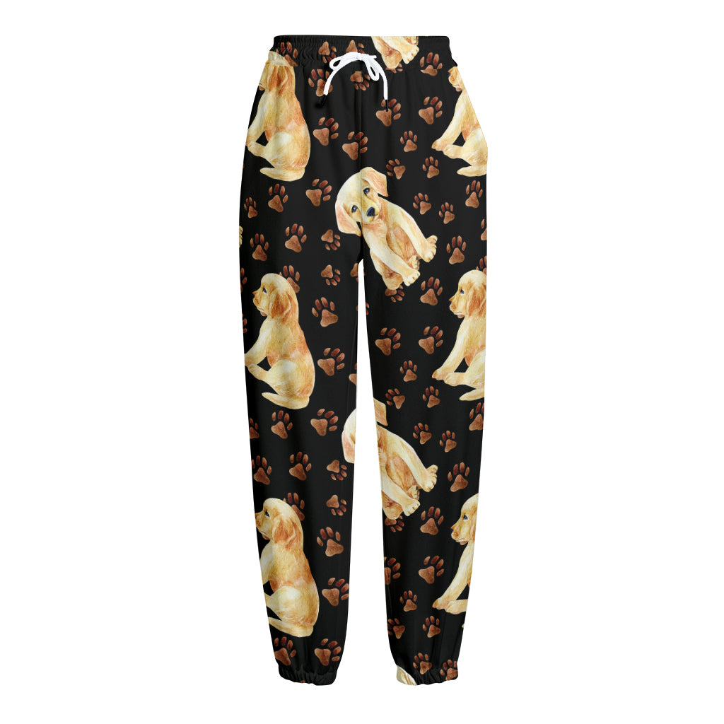 Labrador Retriever Puppy Pattern Print Fleece Lined Knit Pants