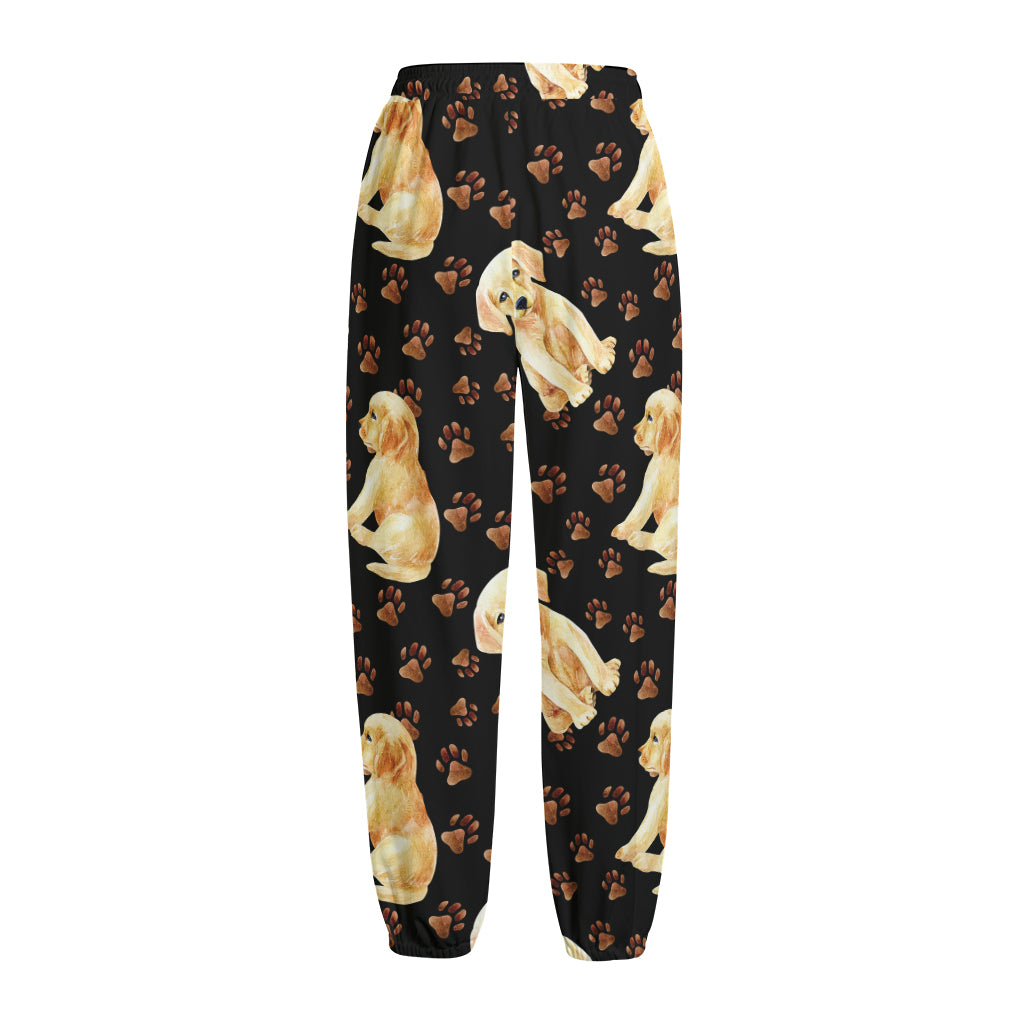 Labrador Retriever Puppy Pattern Print Fleece Lined Knit Pants