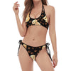 Labrador Retriever Puppy Pattern Print Halter Scoop Tie Side Bikini