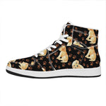 Labrador Retriever Puppy Pattern Print High Top Leather Sneakers