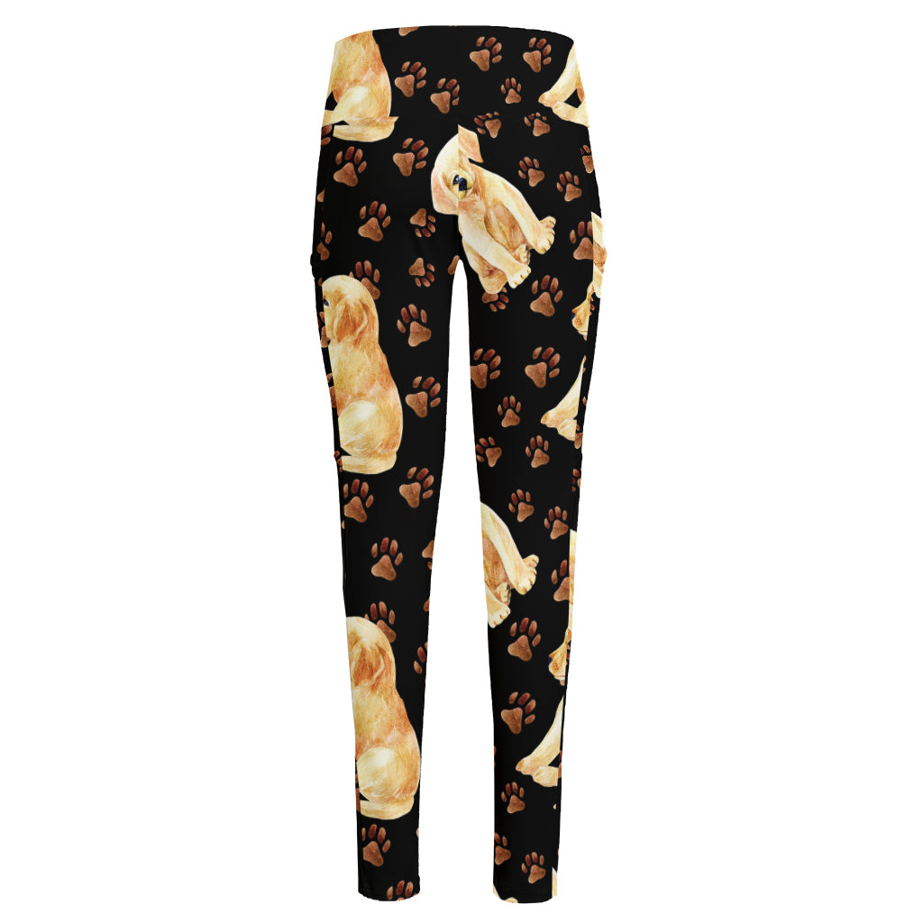 Labrador Retriever Puppy Pattern Print High-Waisted Pocket Leggings