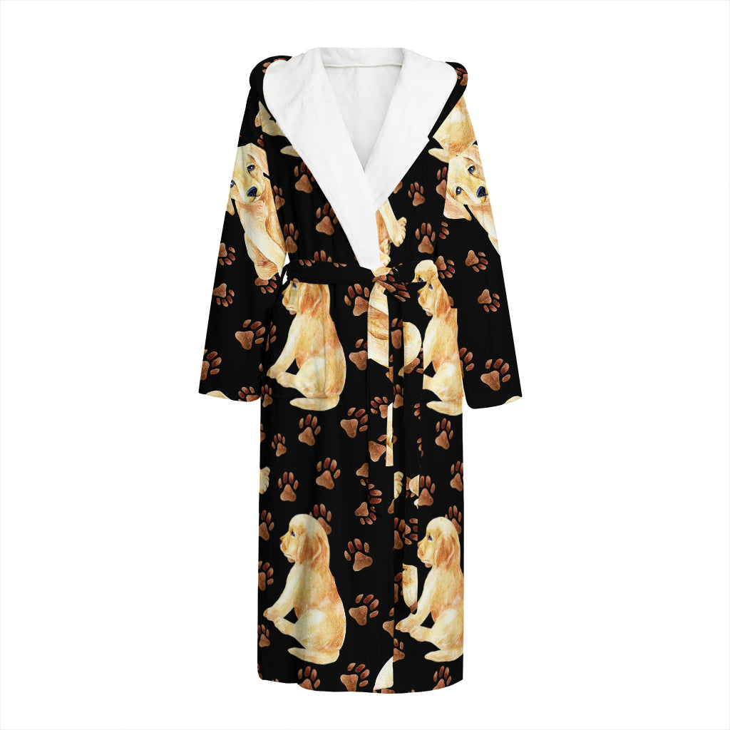 Labrador Retriever Puppy Pattern Print Hooded Bathrobe