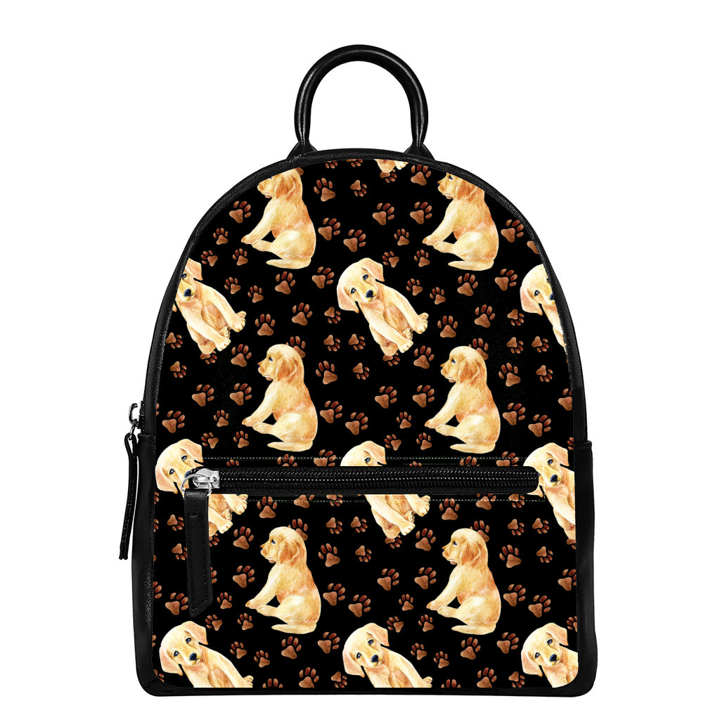 Labrador Retriever Puppy Pattern Print Leather Backpack