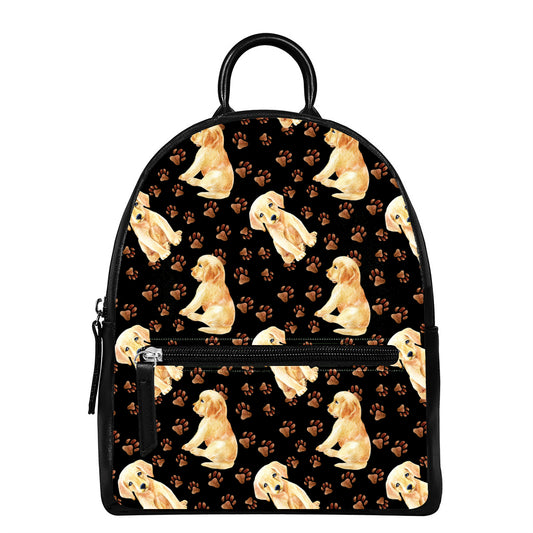 Labrador Retriever Puppy Pattern Print Leather Backpack