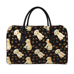 Labrador Retriever Puppy Pattern Print Leather Duffle Bag