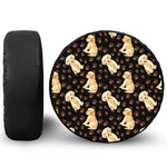 Labrador Retriever Puppy Pattern Print Leather Spare Tire Cover