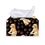 Labrador Retriever Puppy Pattern Print Leather Tissue Box Cover