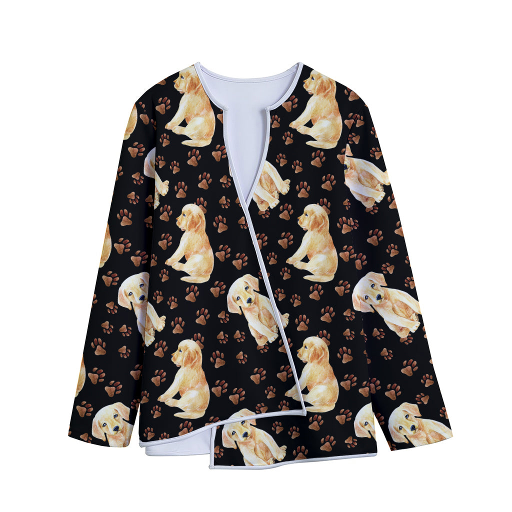 Labrador Retriever Puppy Pattern Print Long Sleeve Short Coat