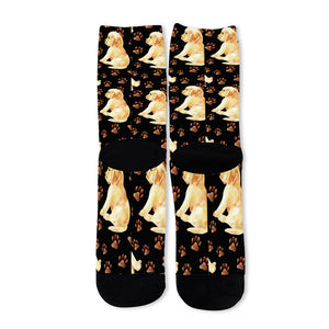 Labrador Retriever Puppy Pattern Print Long Socks