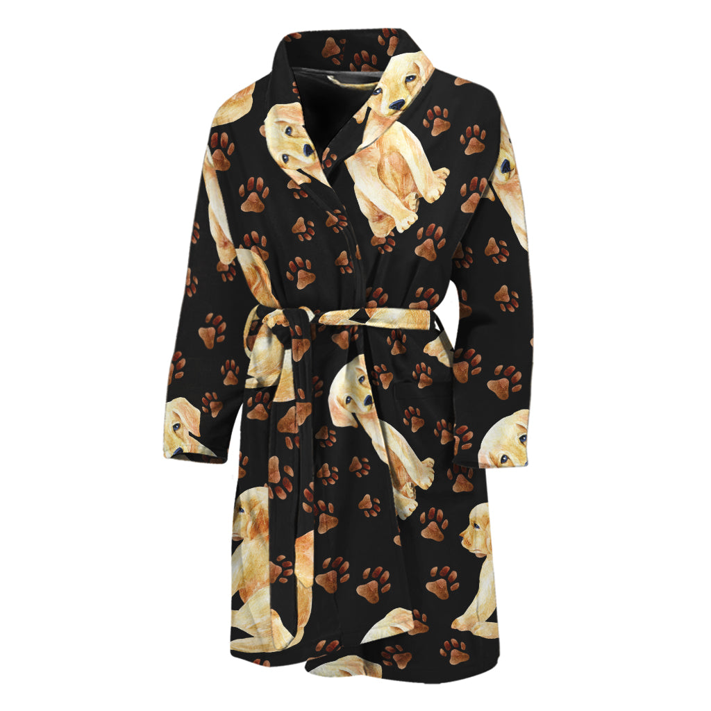Labrador Retriever Puppy Pattern Print Men's Bathrobe