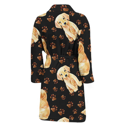 Labrador Retriever Puppy Pattern Print Men's Bathrobe