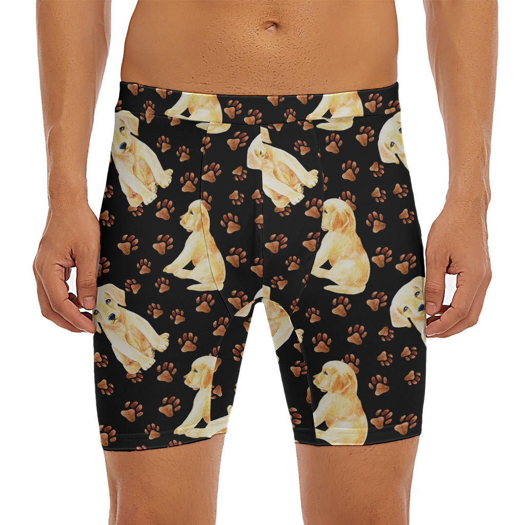 Labrador Retriever Puppy Pattern Print Men's Long Boxer Briefs