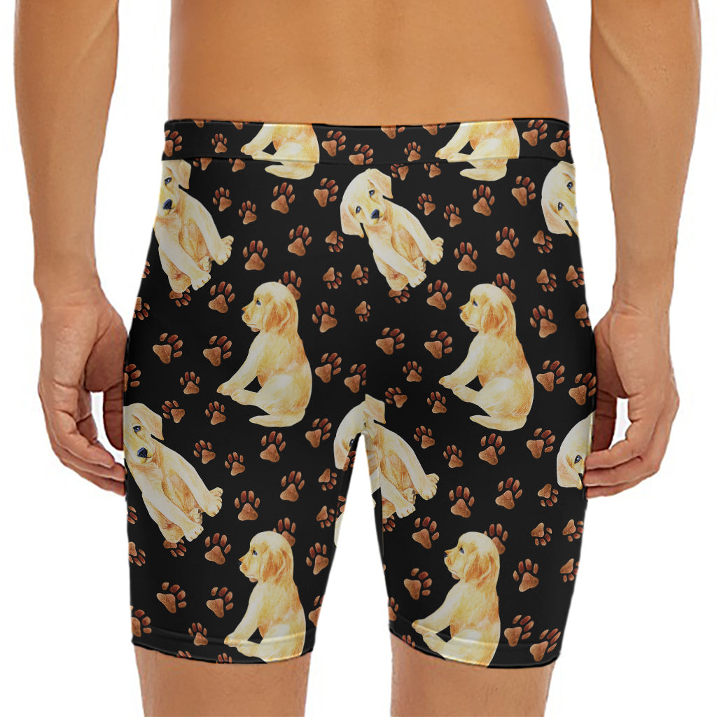 Labrador Retriever Puppy Pattern Print Men's Long Boxer Briefs