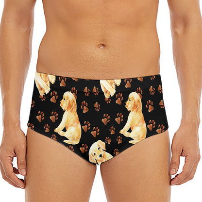 Labrador Retriever Puppy Pattern Print Men's Triangle Swim Briefs
