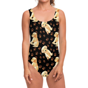 Labrador Retriever Puppy Pattern Print One Piece Swimsuit