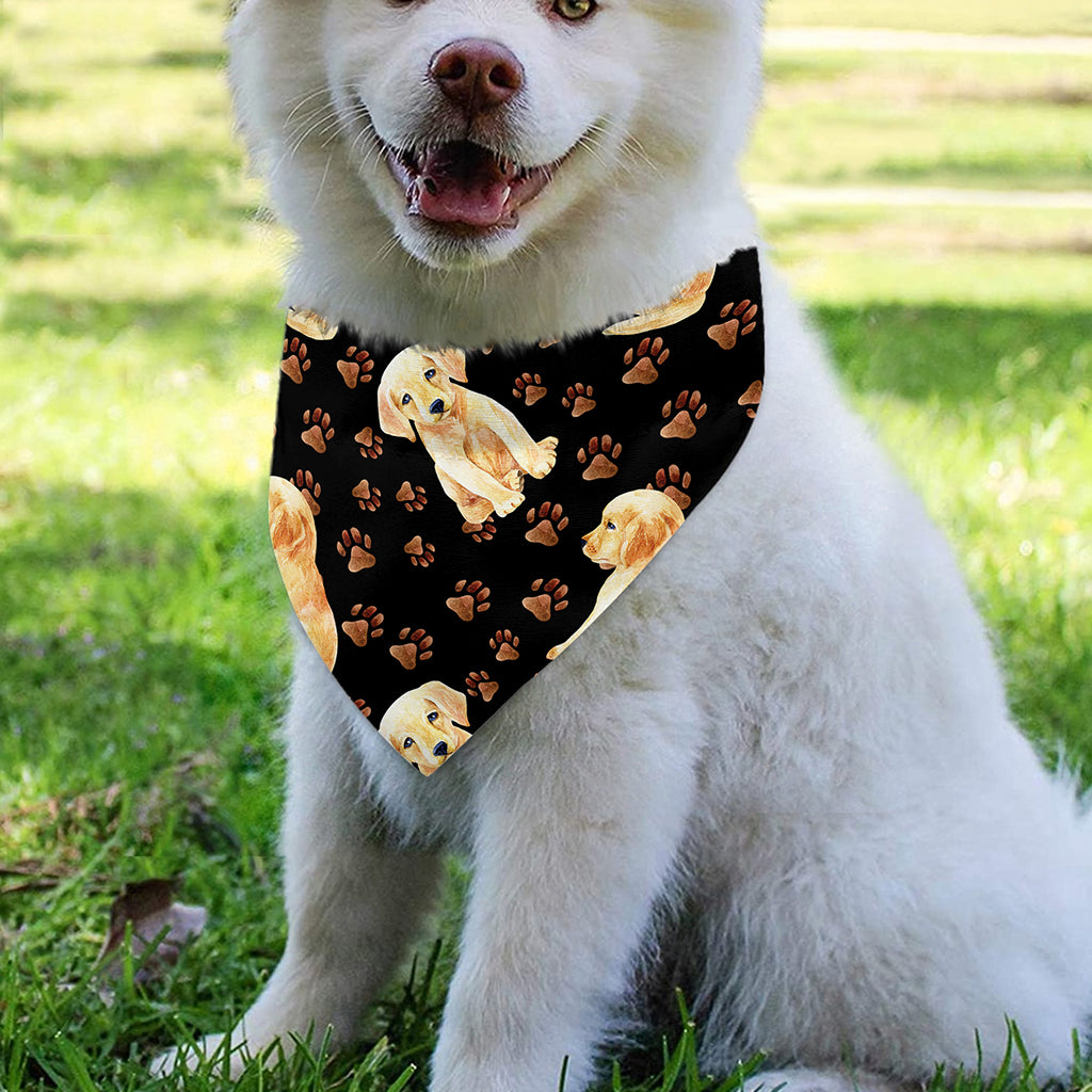 Labrador Retriever Puppy Pattern Print Over The Collar Dog Bandana