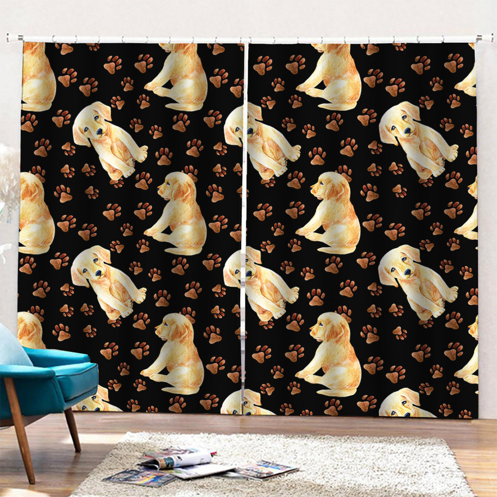 Labrador Retriever Puppy Pattern Print Pencil Pleat Curtains